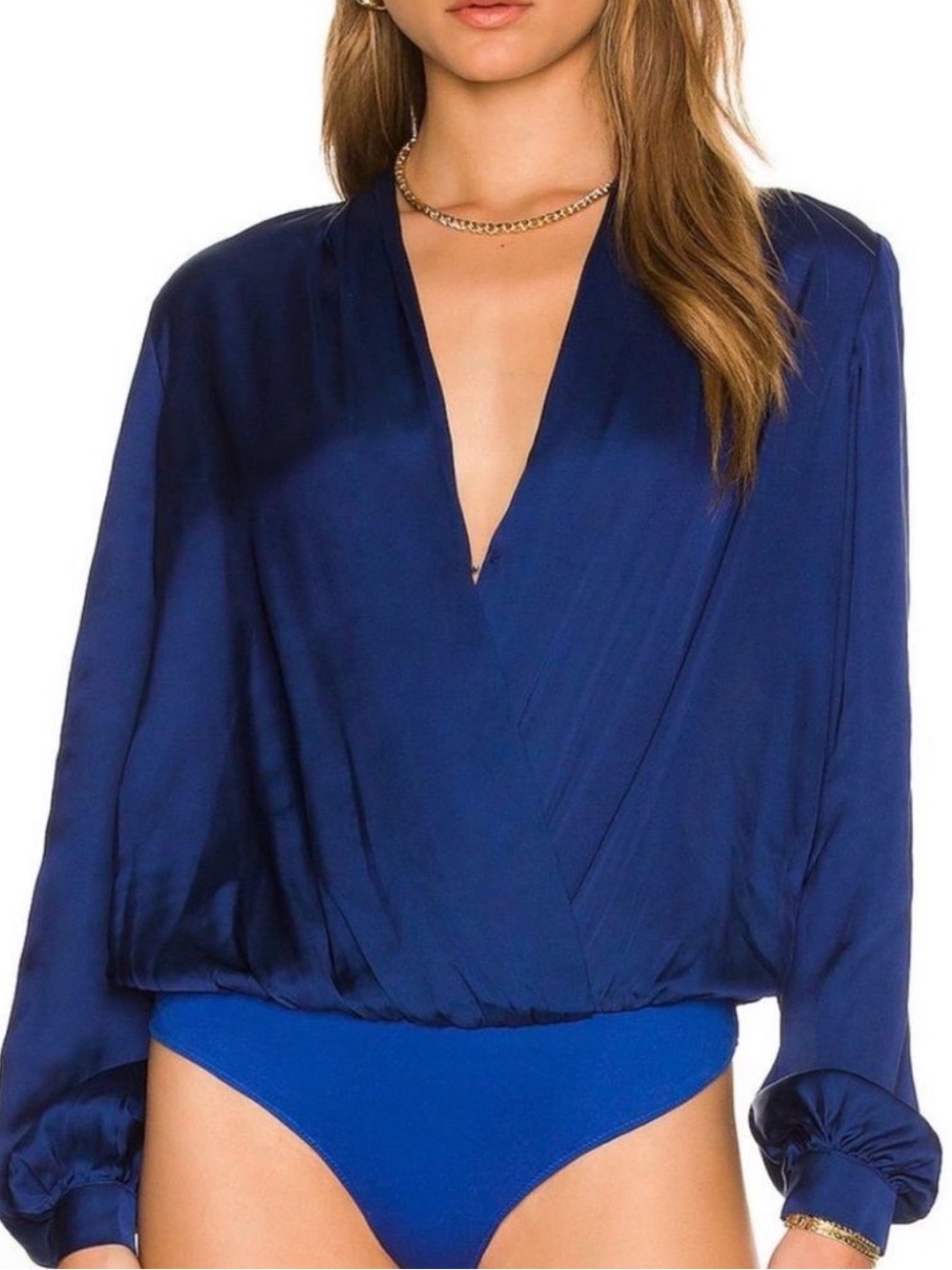 L'Academie Deep Navy V-Neck Long Sleeve Bodysuit